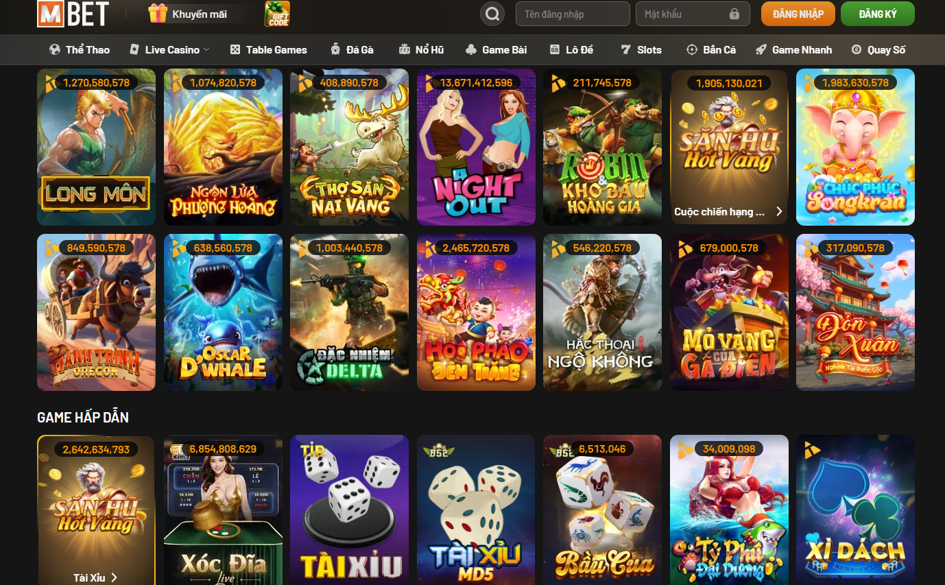 Kho game ấn tượng của MBET